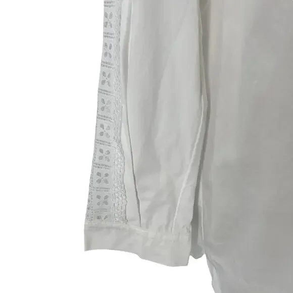 Sandro Womens Ruffled Cotton Poplin Shirt Blouse Top White - Picture 4 of 13